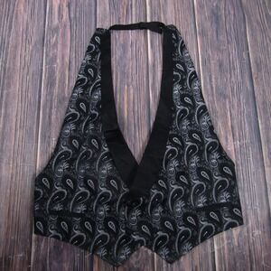 Lord West Vest Mens 2XL Black Paisley Tuxedo Waistcoat Belted Formal Wedding